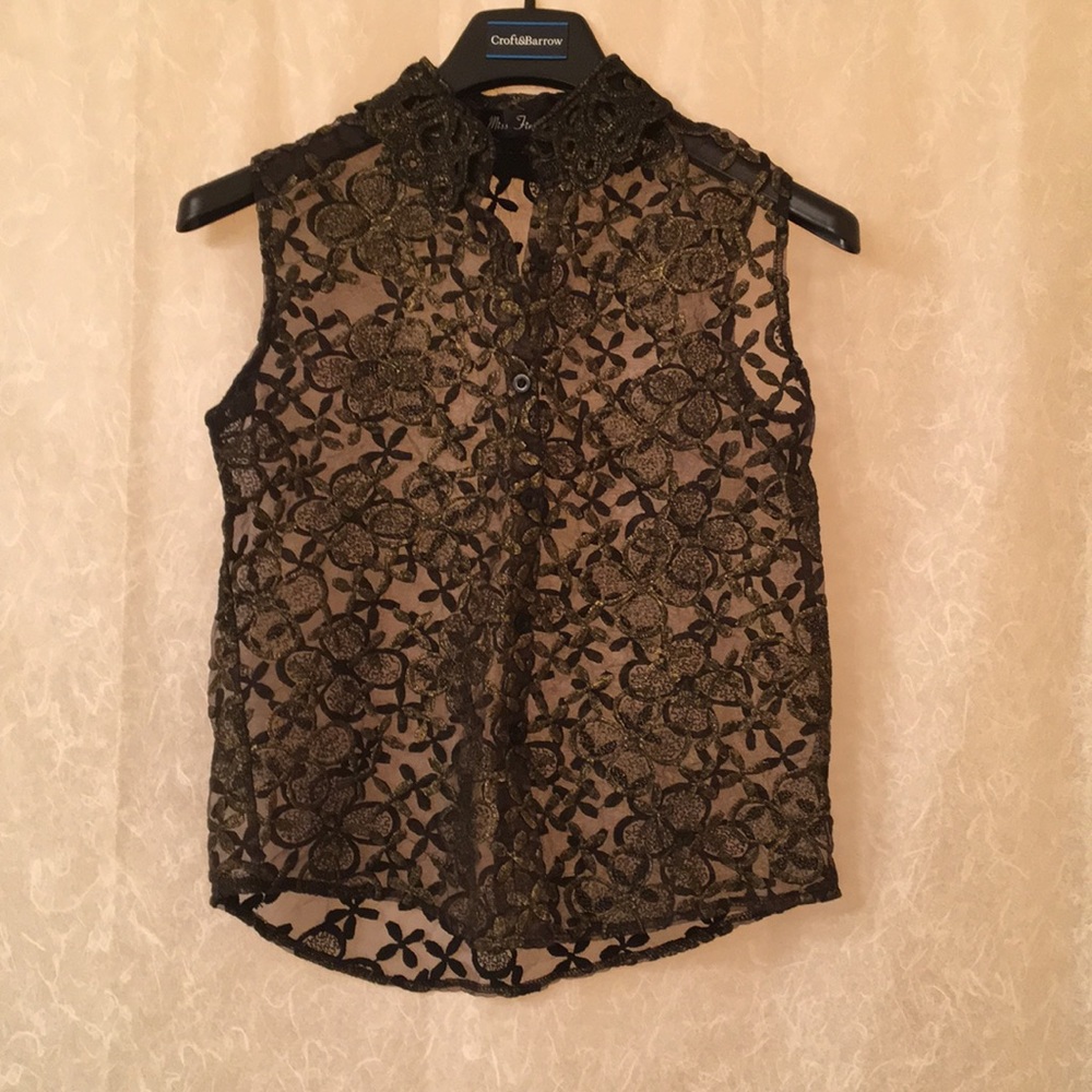 ModCloth Sheer Golden Blouse with Collar